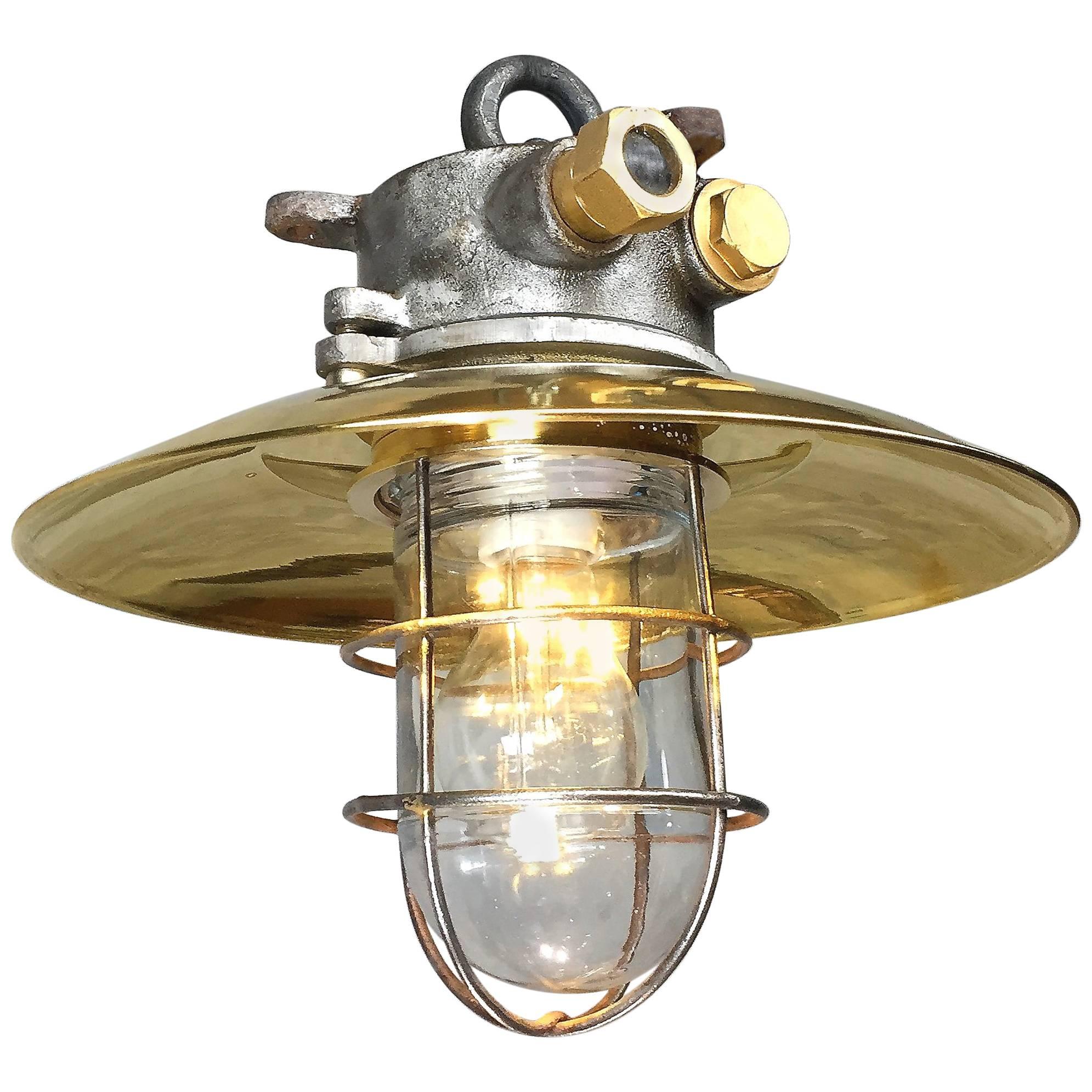 Late Century Iron, Brass and Glass Explosion Proof Industrial Pendant