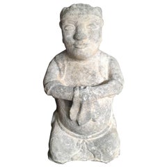 China Important Hand-Carved Stone Effigy of Attendant, Qing Dynasty
