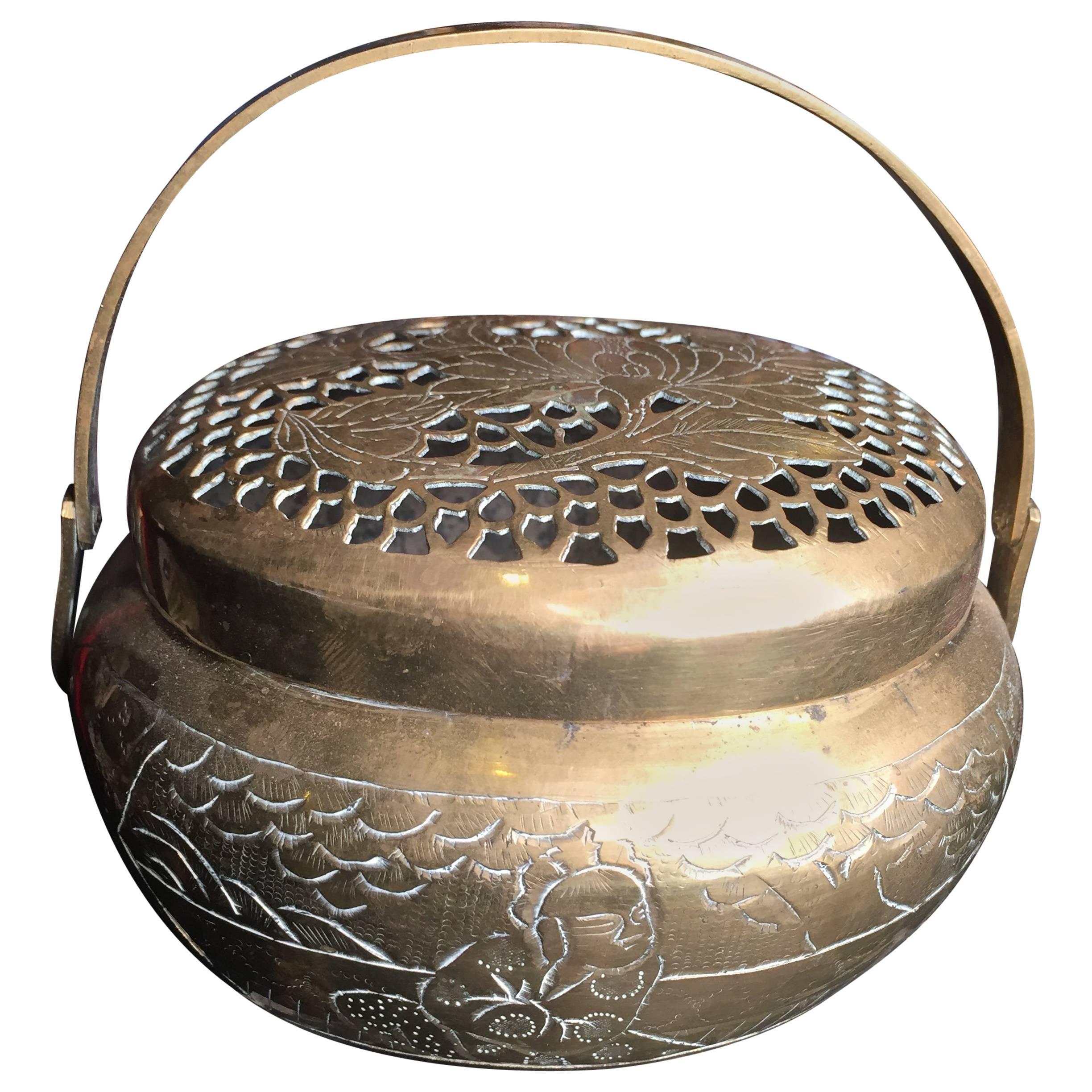 China Antique Metal Hand Warmer and Incense Burner, 100 Years Old