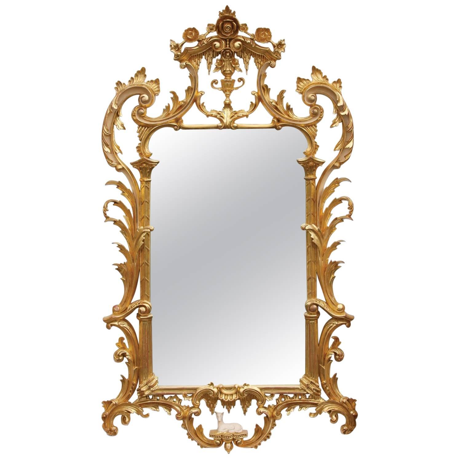 Water Gilded Hand-Carved Mirror For Sale