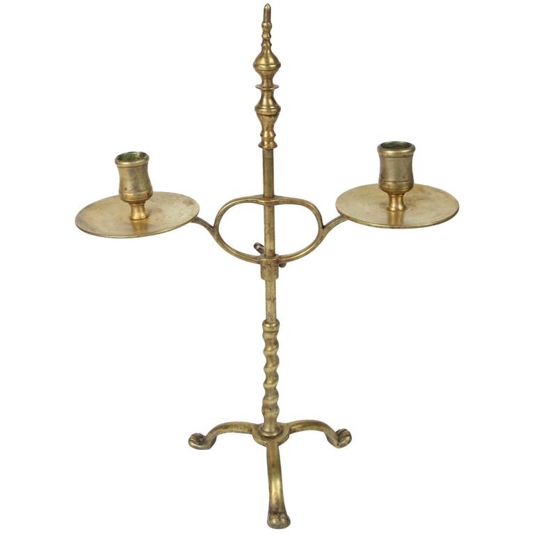 Vintage Adjustable English Brass Double Candleholder at 1stDibs