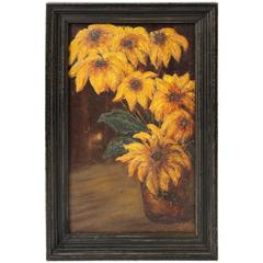 Signed Vintage Oil Painting of Sunflowers 11