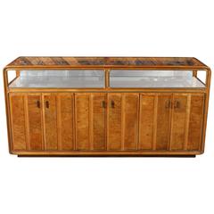 Rare Burl Brass Mirror Glass Display Case Credenza by American of Martinsville 9