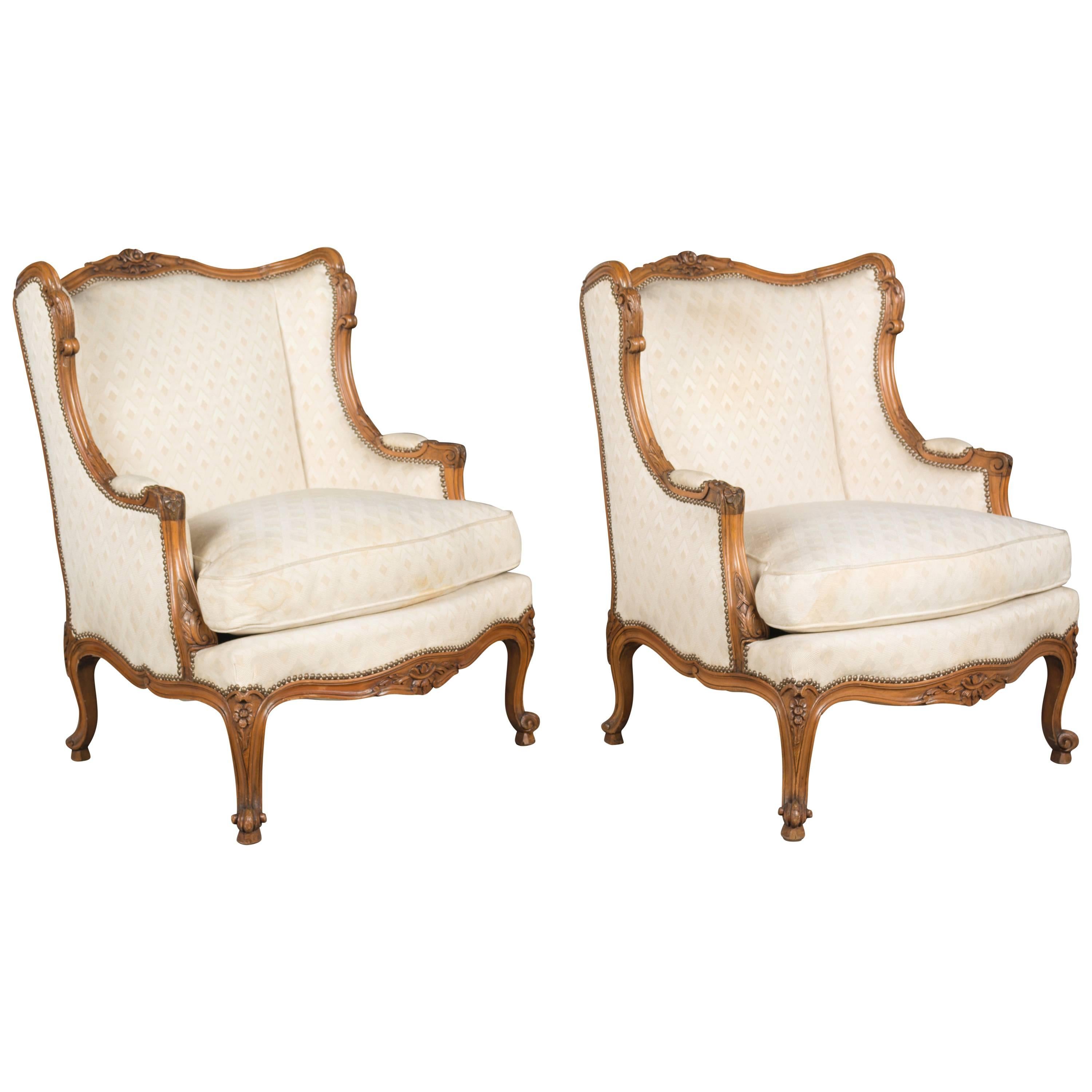 Pair of Louis XV Style French Armchairs