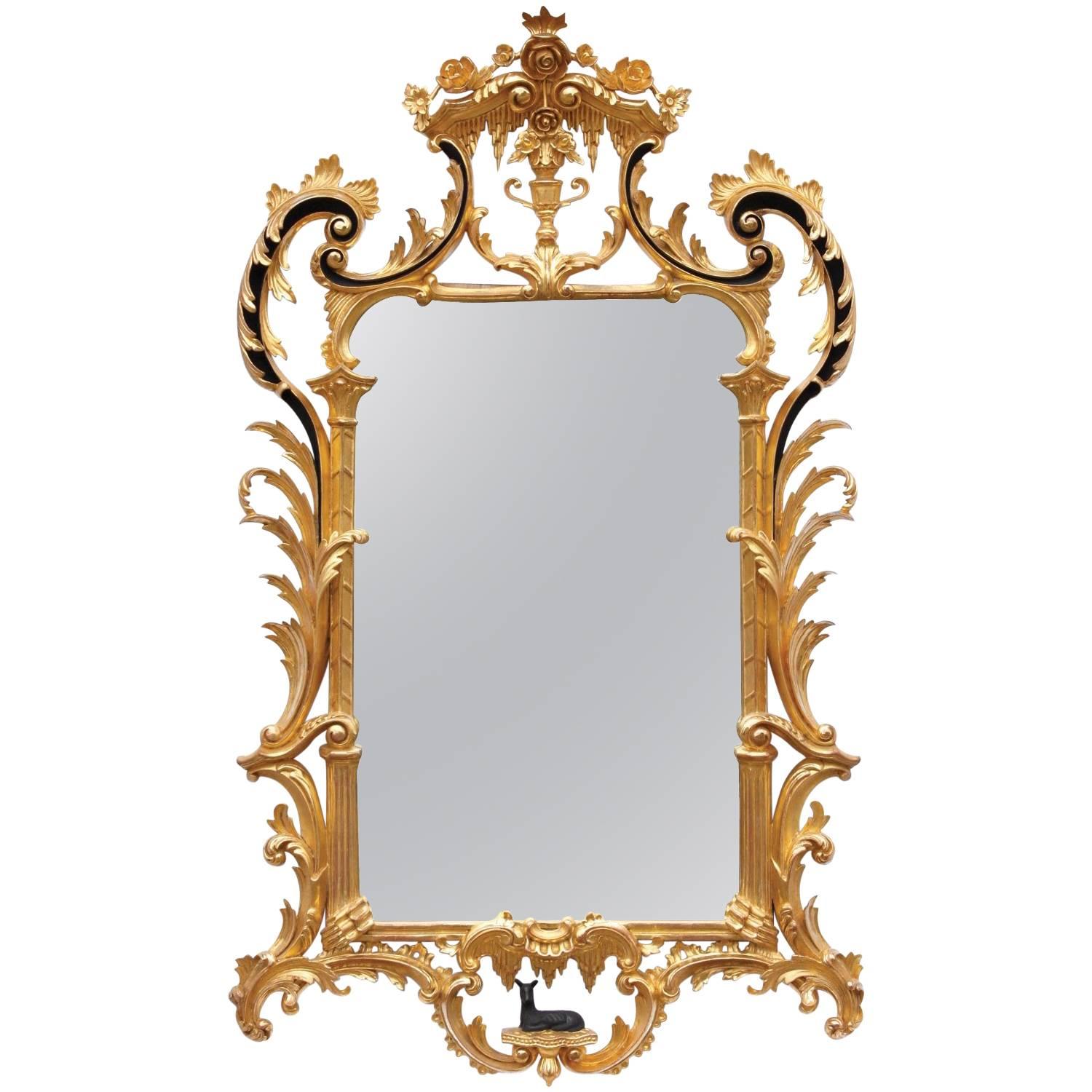 Water Gilded Hand-Carved Mirror For Sale