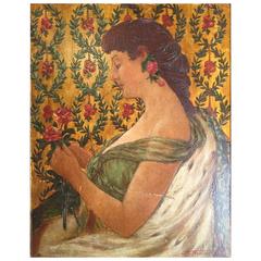 Important Fine American Folk Art Painting Signed J.W. Fosdick 1903 9