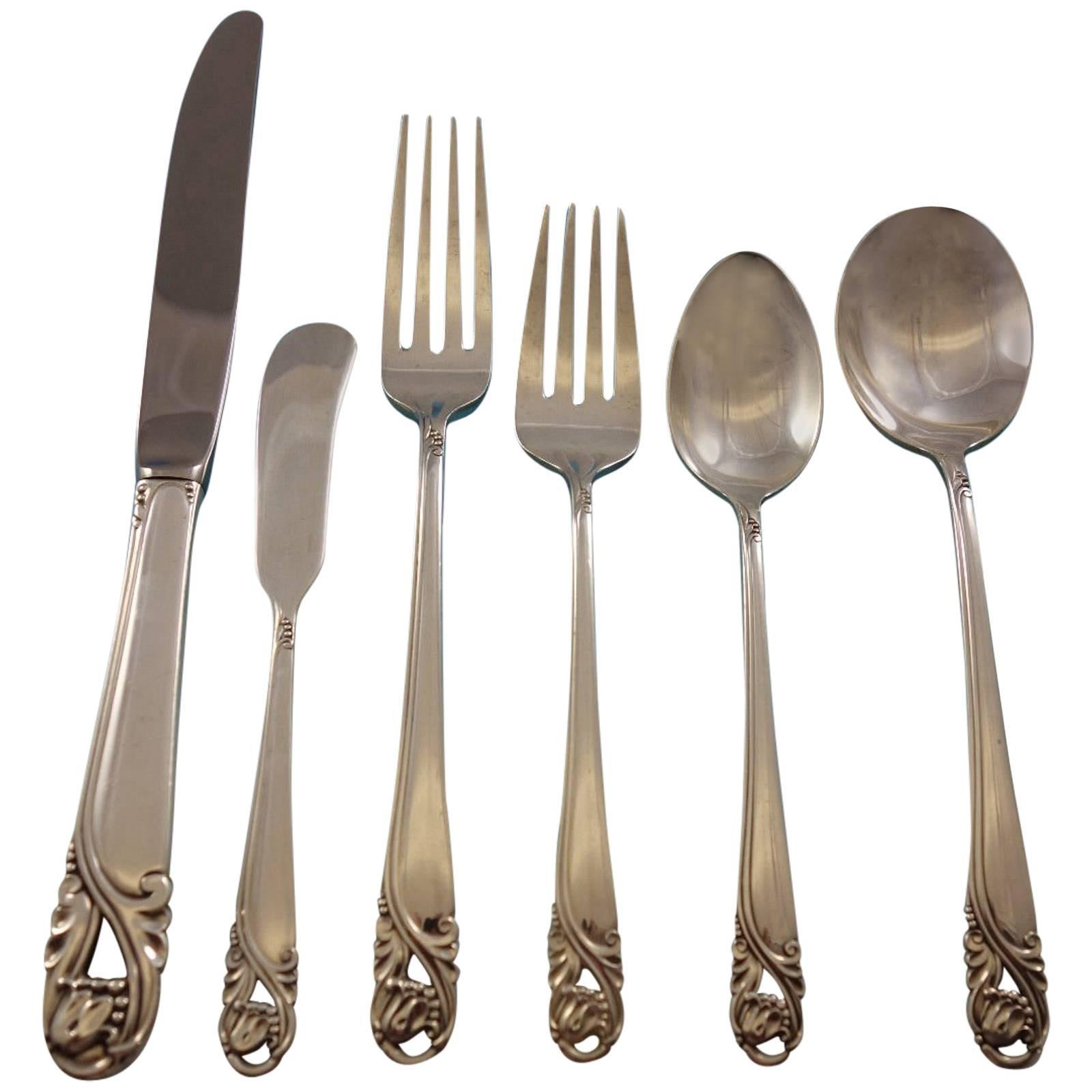 Spring Glory by International Sterling Silver Flatware Set for 96 Service 623 Pc For Sale