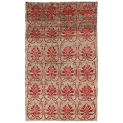  Vintage Turkish Tulu Carpet with Repeating Red Boteh & Light Green Field