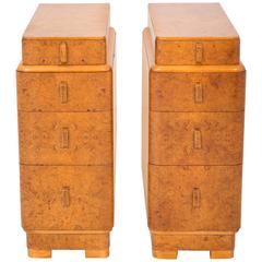 Pair of Burr Walnut Art Deco Bedside Chests
