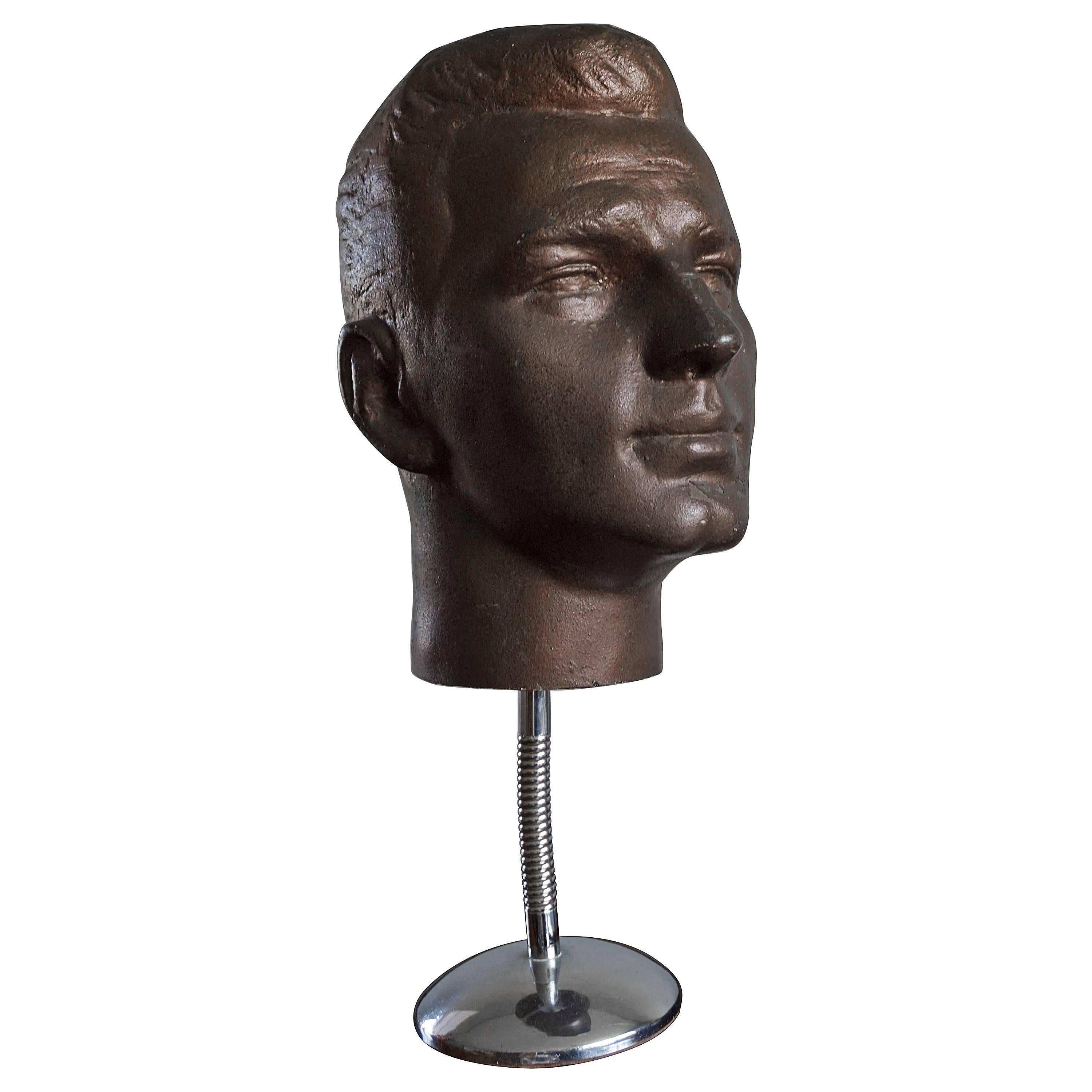 Male Mannequin Head Wood & Early Plastic Ideal Display for Sunglasses American ?