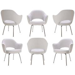 Saarinen Executive Armchairs in Dove Ultrasuede, Set of Six 6