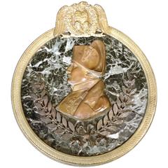 Grand Tour Napoleonic Bronze and Marble Plaque, 19th Century