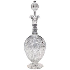 Antique Baccarat Hand Blown Cut Crystal Petal Foot Decanter Conde Pattern