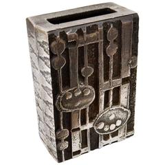 Brutalist Vase Cast in Stainless Steel, Olaf Joff Vase, Norway, 1960 1