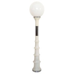 Postmodern White Varnished Metal and Opaline Glass Floor Lamp, Italy