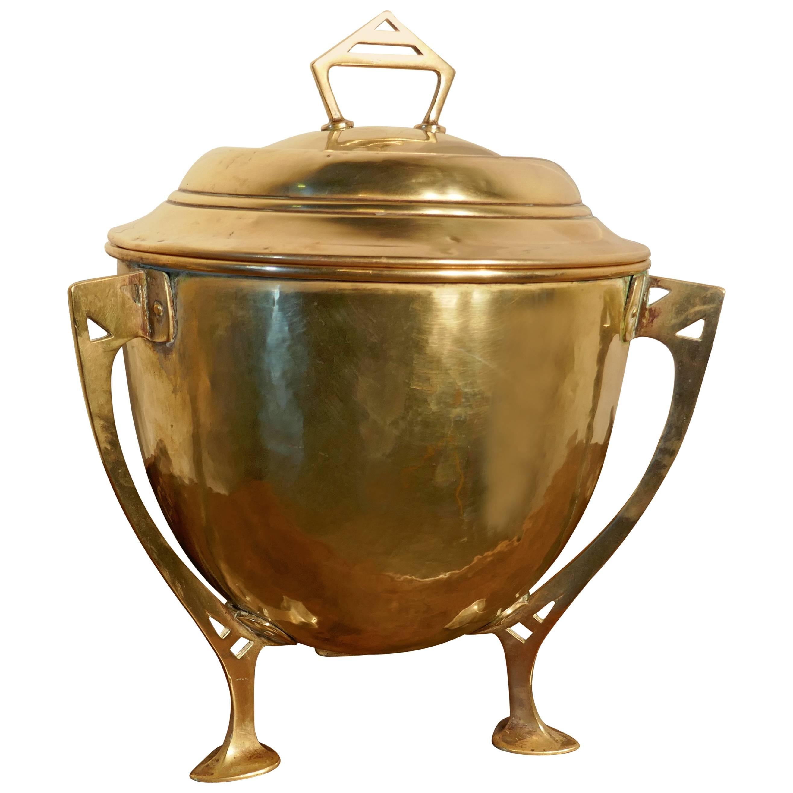 Arts and Crafts Brass Ice Bucket Champagne Wine Cooler