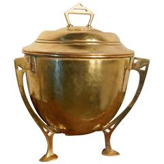 Antique Arts and Crafts Brass Ice Bucket Champagne Wine Cooler