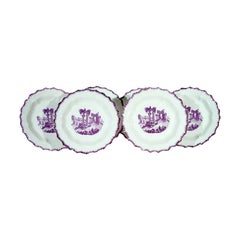 Puce-Colored Creamware Shell-Edge Neale and Co Set of Ten Plates