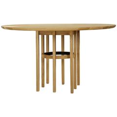 Soren Dining Table in Matte White Oak and Black Leather