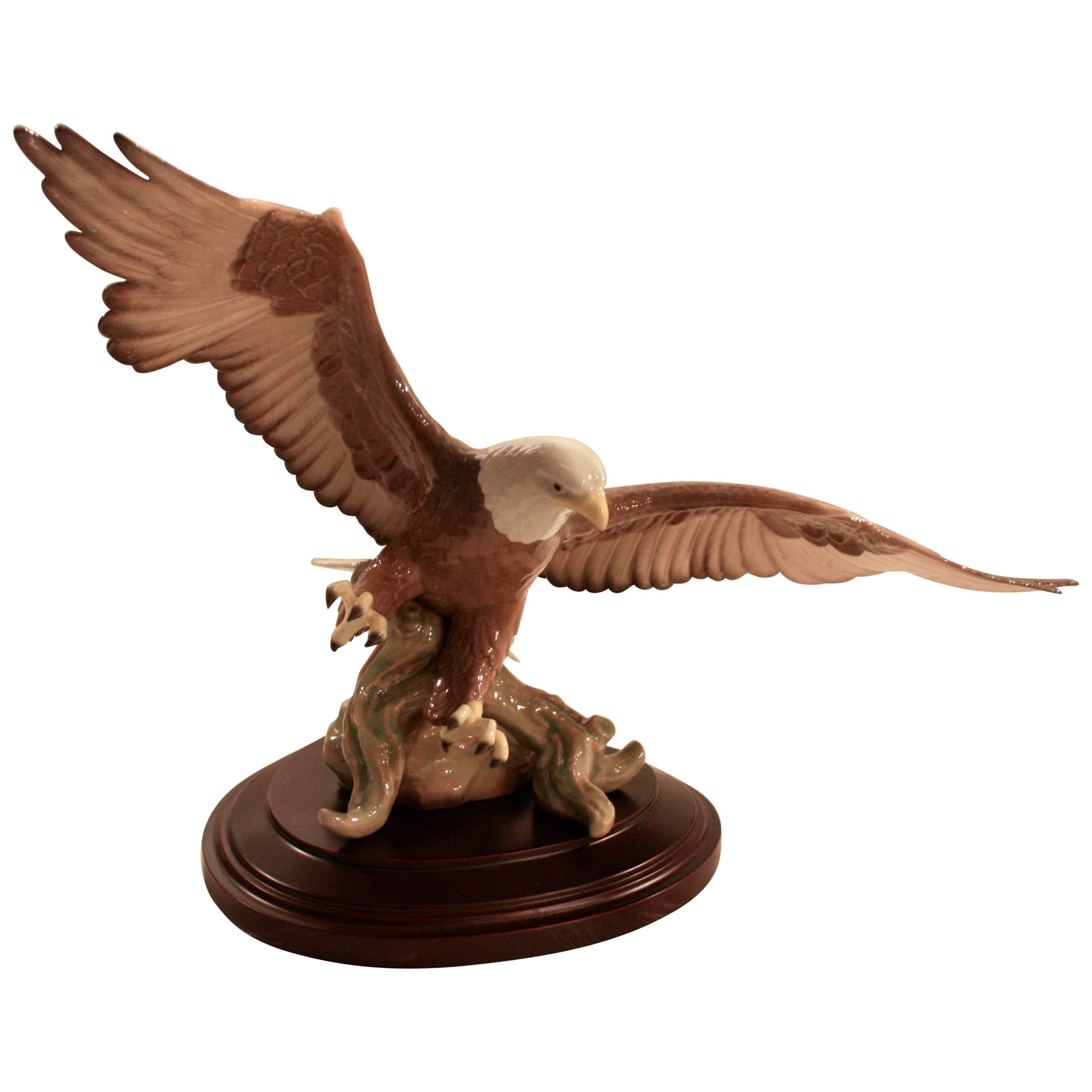 Lladro Porcelain Eagle with Original Stand For Sale