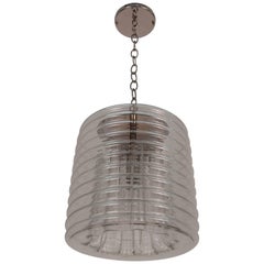 Vintage Clear Ribbed Glass Pendant