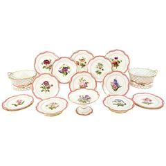 19th C Handpainted Botanical Rihouet Paris Porcelain Pink Dessert Service 17 Pcs 4