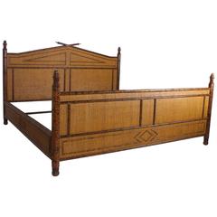 Mid-Century Super King-Size Rattan Bed