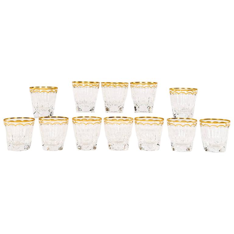 Set of 12 St. Louis Excellence Pattern Crystal and Gilt Old Fashioned ...