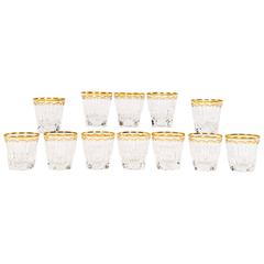 Set of 12 St. Louis Excellence Pattern Crystal and Gilt Old Fashioned Glasses
