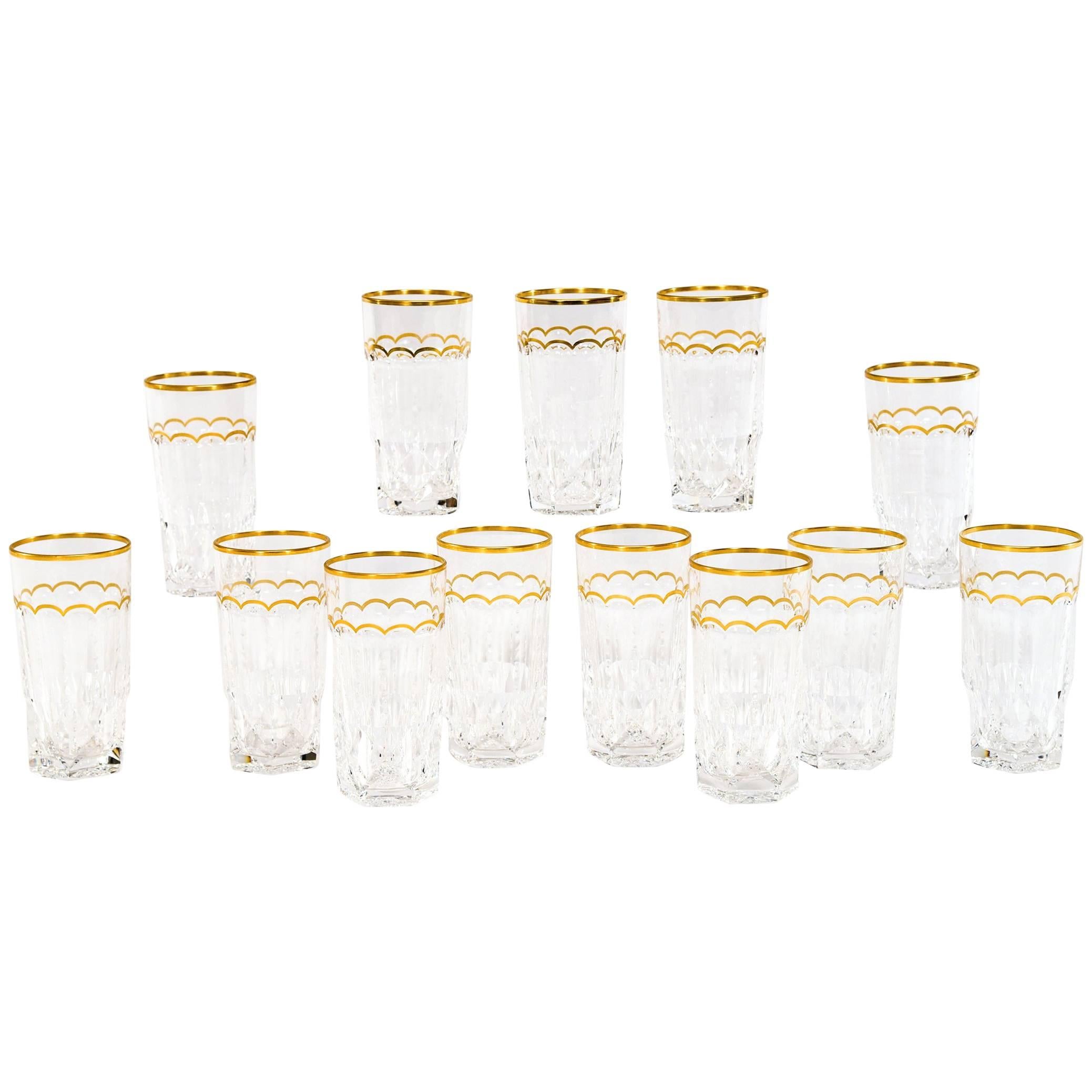 Set of 13 St. Louis Crystal Excellence Pattern Waters Tumblers Highballs