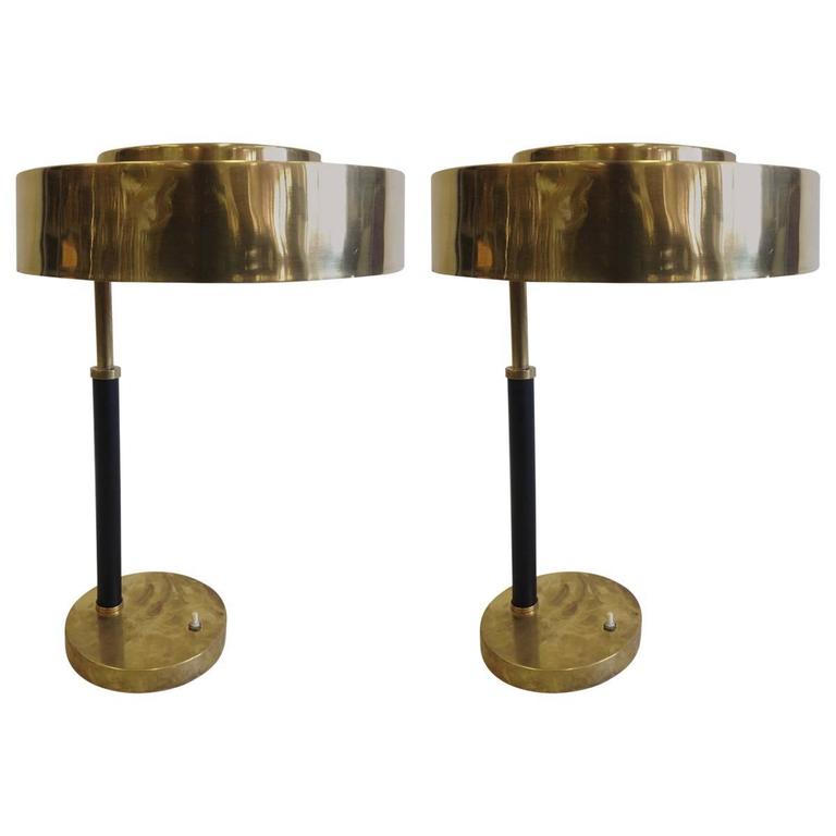 2 Mid Century Modern Brass And Leather Marine Desk Table Lamps 2 Mid Century Modern Brass Leather Marine Desk Table Lamps England
