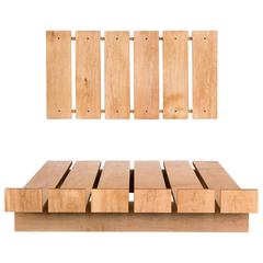 Ab7, Full Size Contemporary Maple Platform Bed with Floating Headboard 6