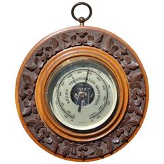 Black Forest 1920s Carved Aneroid Barometer with Foliage, Bird and Fox ...