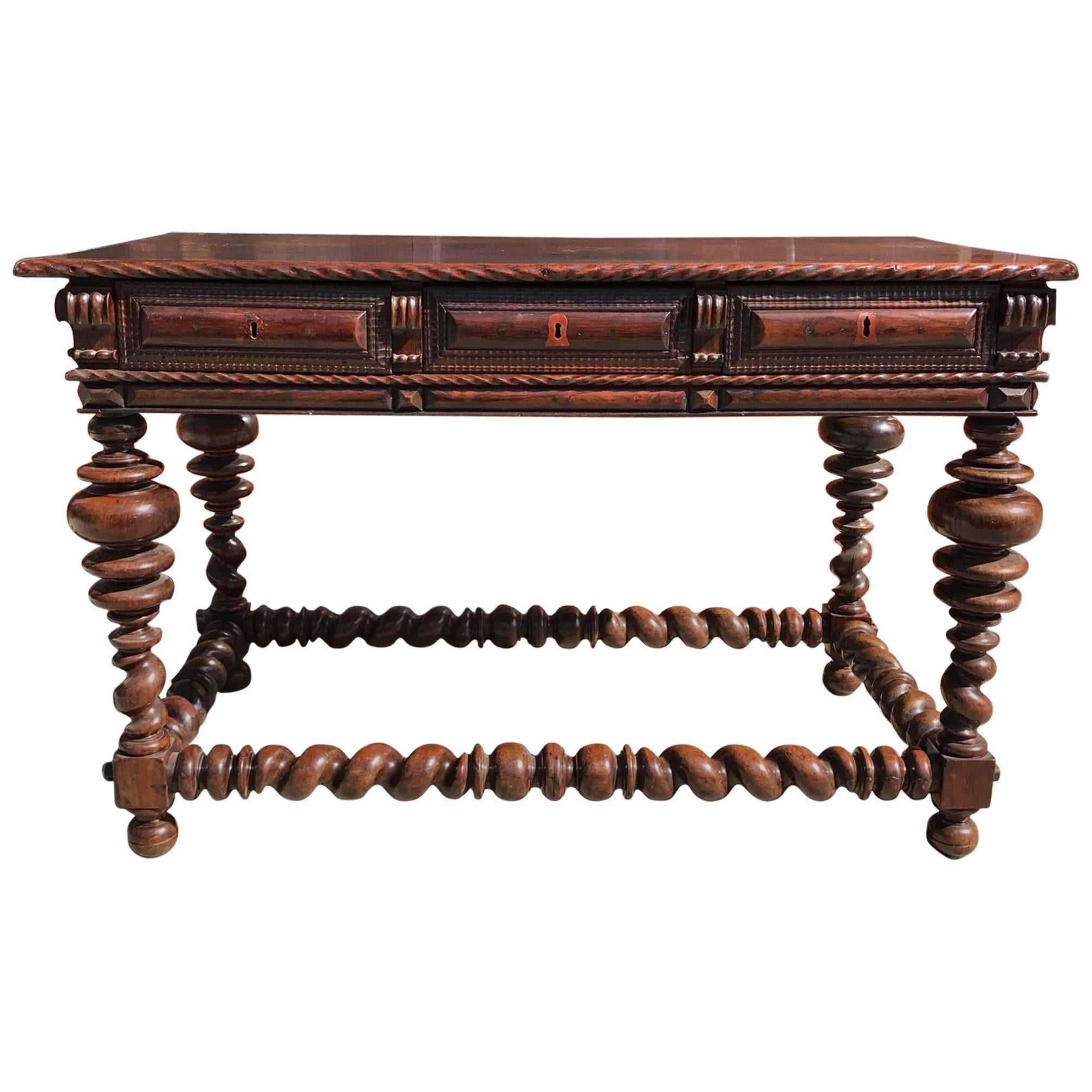 Portuguese Rosewood 18th Century  Library Center Table