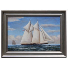 Oil on Canvas Two-Masted Schooner