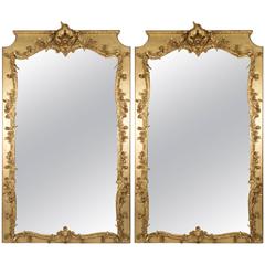 Pair of Louis XIV-Style Carved and Gilt Wall Mirrors