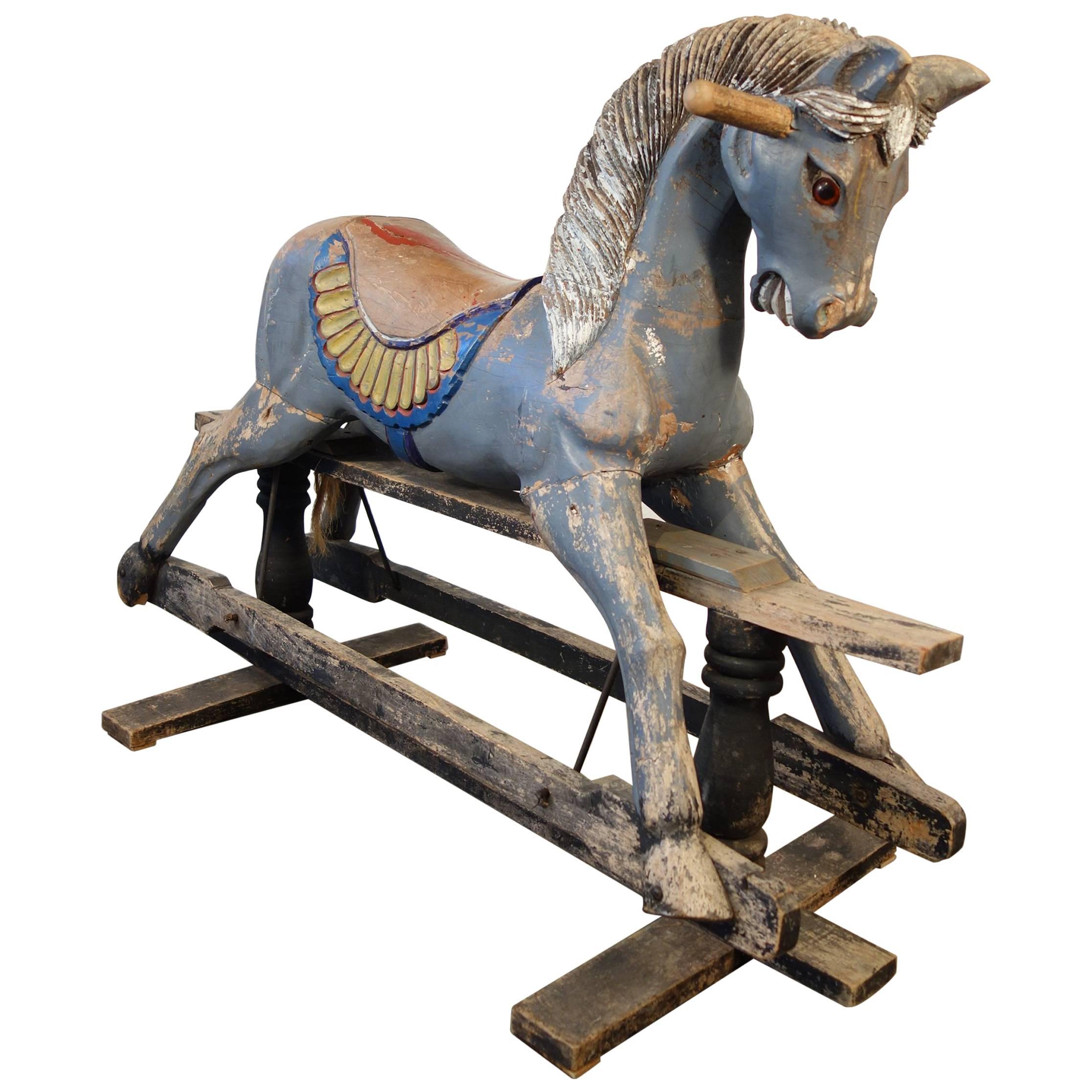 Antique European Carousel Style Rocking Horse Ca 1890