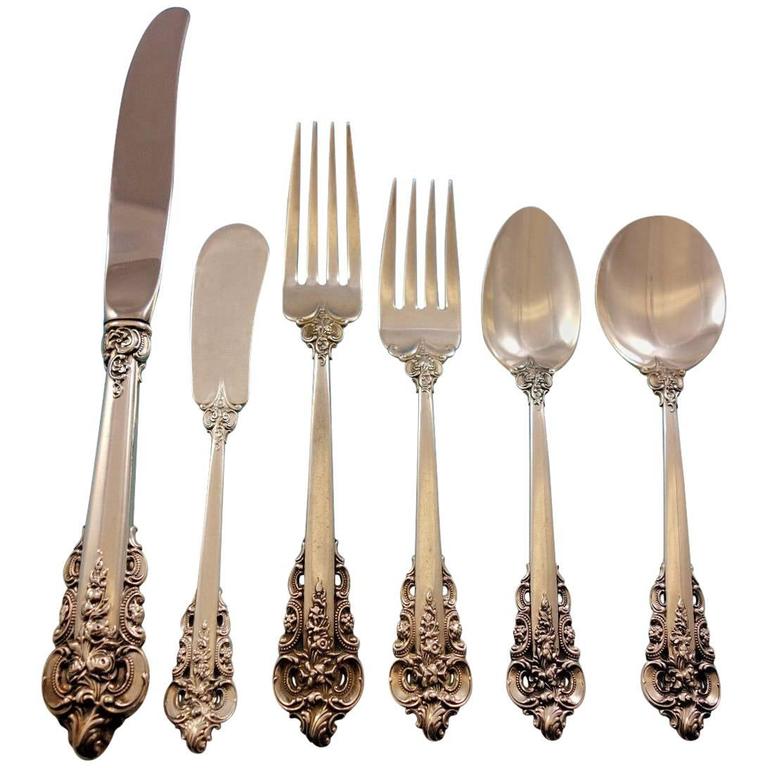 Grande Baroque By Wallace Sterling Silver Flatware Set 12 Dinner Size 78 Pieces