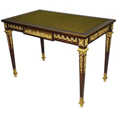 French 19th Century Louis XVI Style Mahogany and Ormolu Mounted Desk by Grimard