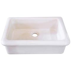 Heavy Used White Porcelain Farm Sink from France, circa 1920