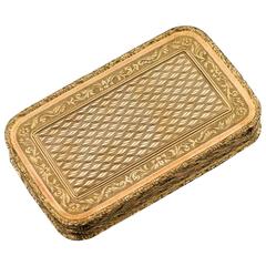 Antique 19th Century French 18-Karat Solid Gold Engraved Snuff Box, circa 1880