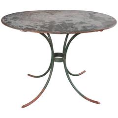 Oval Table with Zinc Top and Iron Base from France, circa 1940s 5