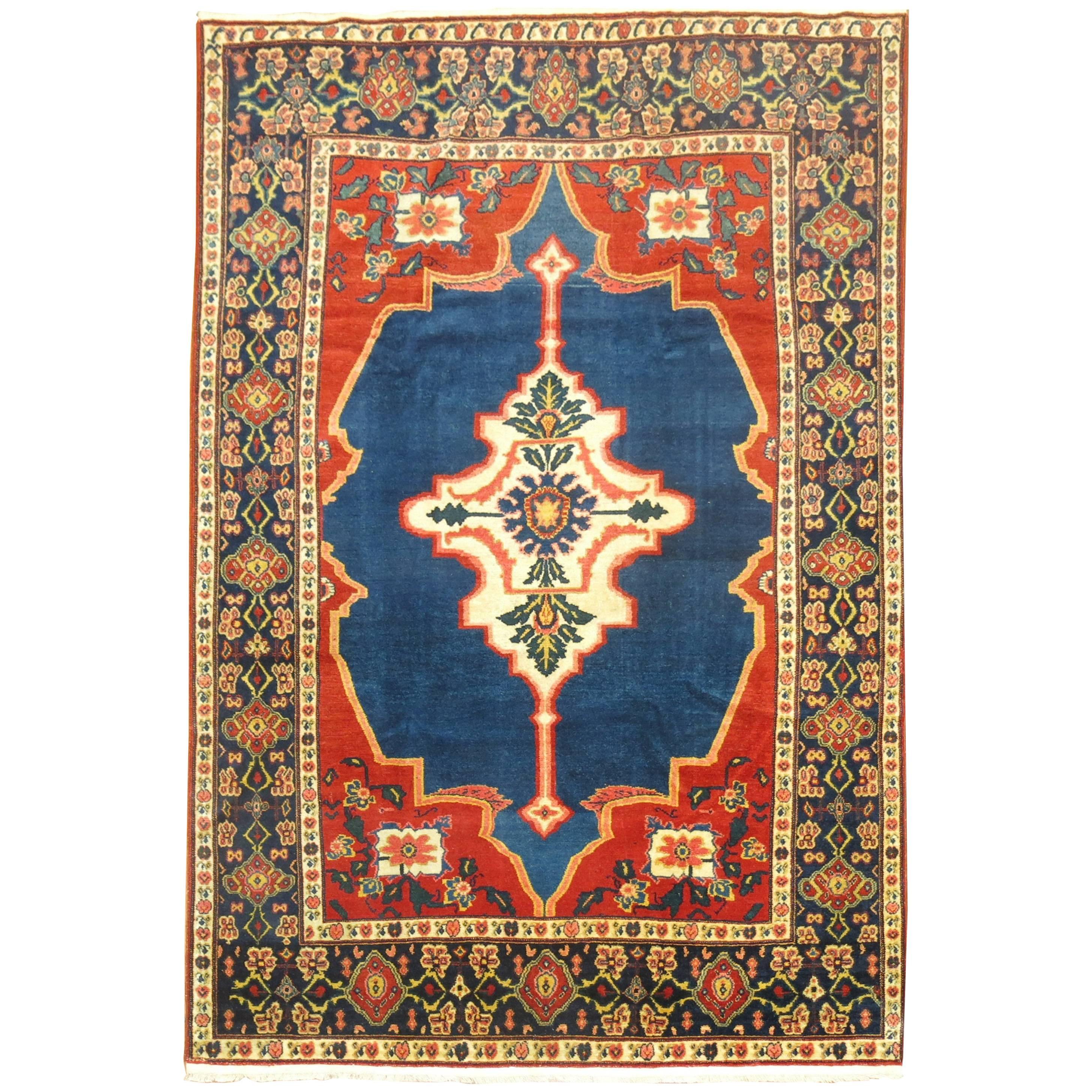 Jewel Toned Antique Persian Senneh Rug