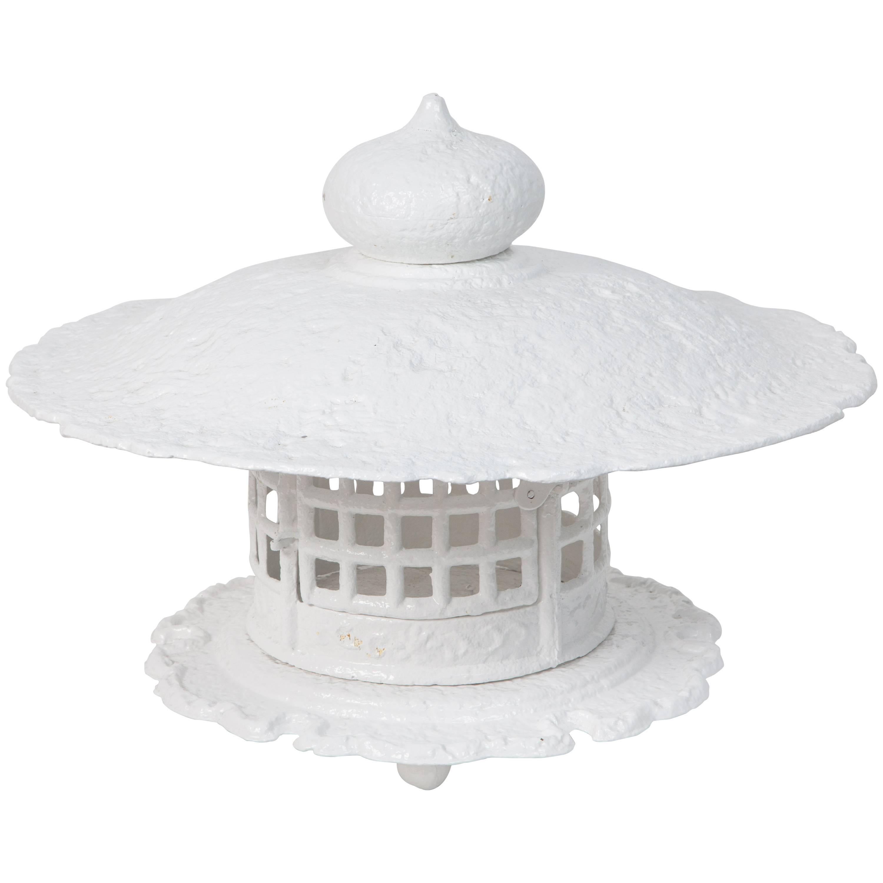 Monumental 1960s Cast Iron Pagoda in White Lacquer