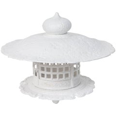 Vintage Monumental 1960s Cast Iron Pagoda in White Lacquer