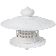 Retro Monumental 1960s Cast Iron Pagoda in White Lacquer