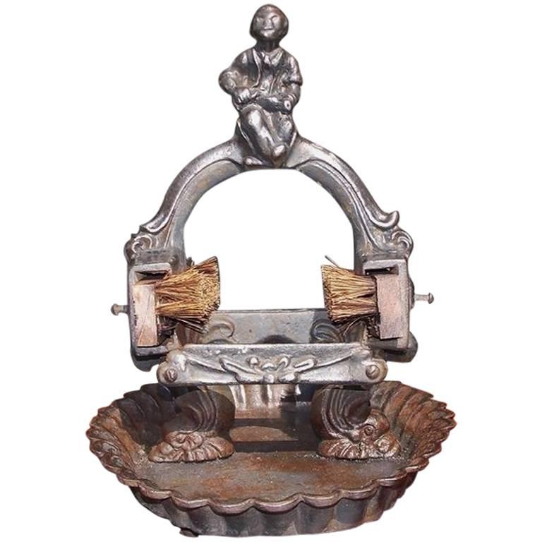 American Figural Cast Iron Shoe Shiner Boot Scraper, Circa 1830
