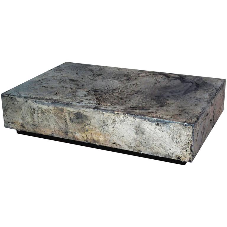 Pewter Cocktail and Coffee Table, Made from Pewter on Steel For Sale