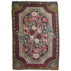 Vintage 1930s Azerbaijan Karabagh Kilim in style of French Aubusson Carpets