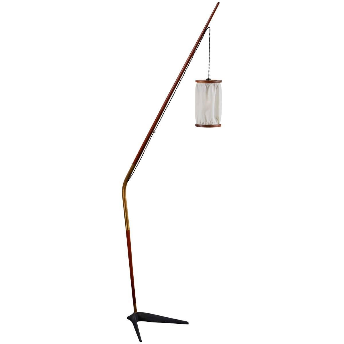 Teak And Iron Floor Lamp by Svend Aage Holm Sorensen